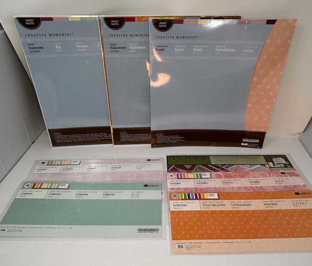NIP Creative Memories Lot 8 Pastel 12X12 Paper 2 Editions 5 Jumbo Great Lengths